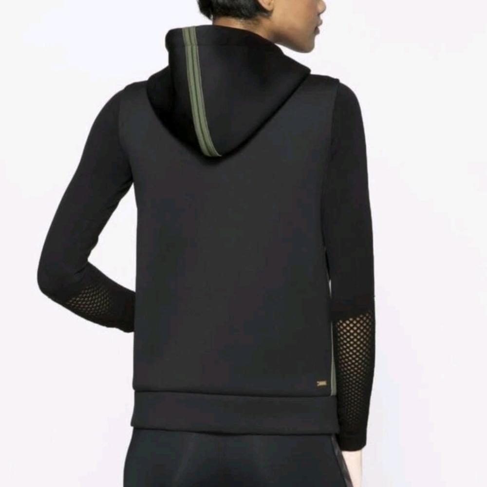 Alala Black Hooded Paneled Zip Vest with Olive Trim - Picture 2 of 16